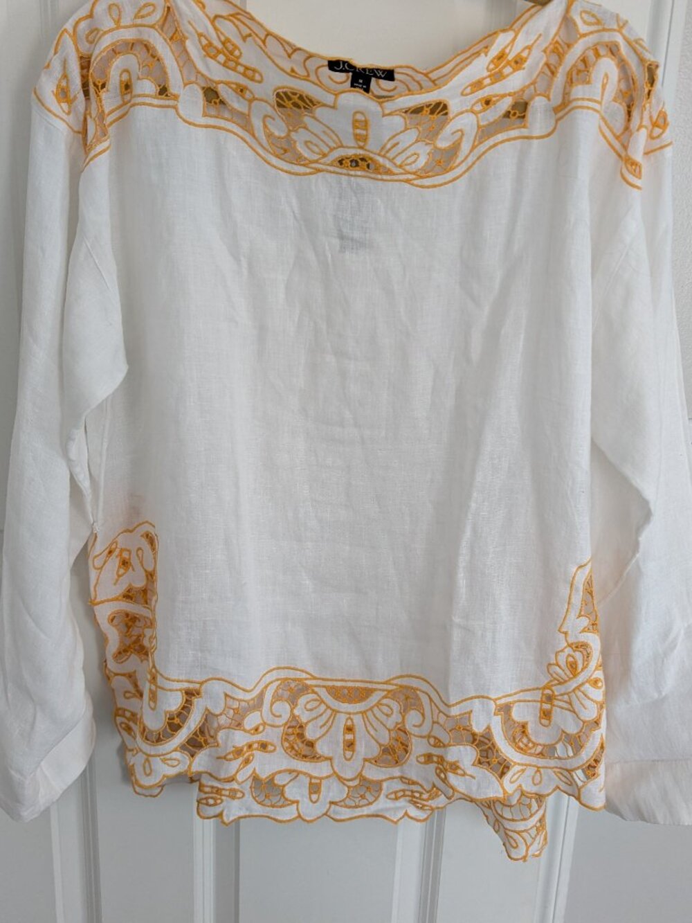 J.Crew Cutwork Tunic Top Linen White Embroidered w/Tags